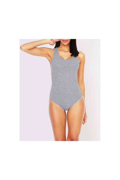 Women's 6-Pack Thick Strap Lycra Hook and Snap Bodysuit (grey)