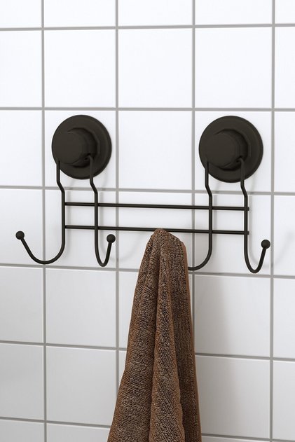 Delme Vida Matkap Yok! Vakumlu, Yapışkanlı 4'Lü Askılık Siyah DM252