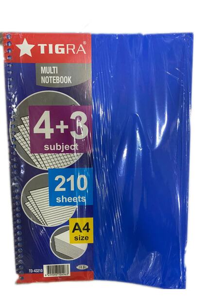 4+3 Bölmeli Defter 210 Yp Mavi