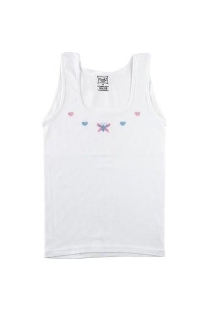 Girl's White 6-Piece Undershirt 3-4 Years Old Wide Strap Embroidered Undershirt