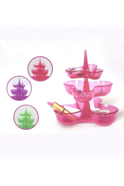 3-Tier Desktop Makeup Cosmetic Jewelry Keychain Rotatable Organizer with Plastic Disassembled Box