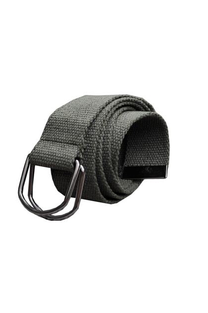 Unisex Sport Tactical Khaki Green Canvas Belt with Ring Buckle
