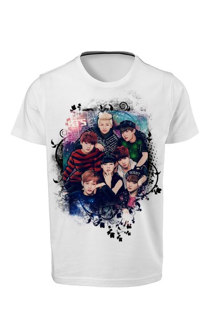 Bts - All Stars - Unisex Kids White Digital Printed T-shirt E-01