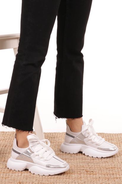 Mio Gusto Kadın Beyaz Sneaker Chris Hakiki Deri - 3