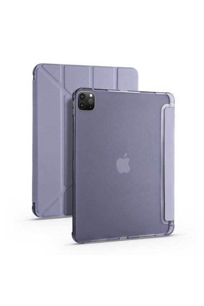 Ipad Pro 12.9 2020 Uyumlu Premium Standlı Katlanabilir Kalemlikli Ipad Trifolding Kılıf