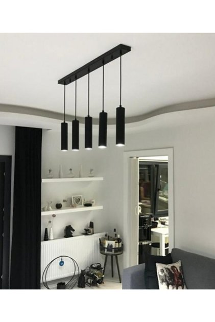 Retro Rustik Sıralı Masa Üstü Beşli Sarkıt Avize Gu10 Led Ampul. Gün Isigi Dahildir