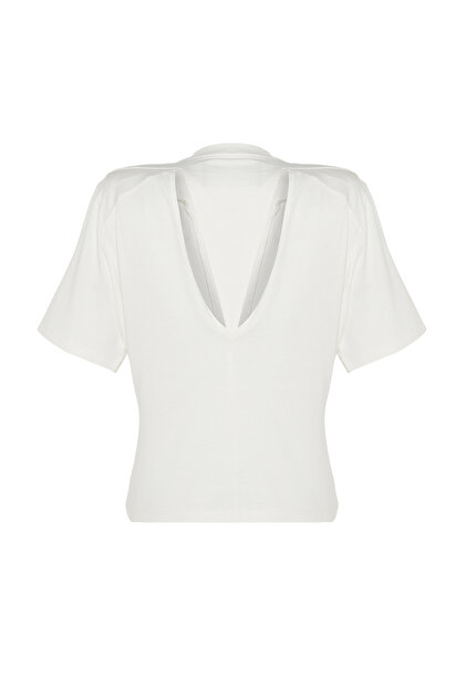 Trendyolmilla X Sagaza Studio Ekru Sırt Detaylı Baskılı T-Shirt