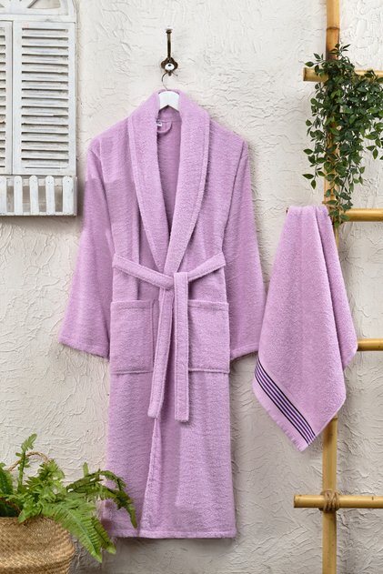 NEWLINE COTTON 2-PIECE BATHROBE SET LILA