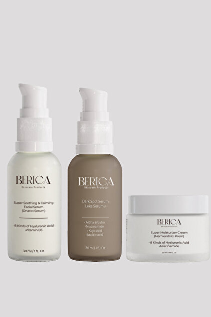 Berica Skincare Products Leke Serumu - Onarıcı Serum - Nemlendirici Krem 3lü Set - 1