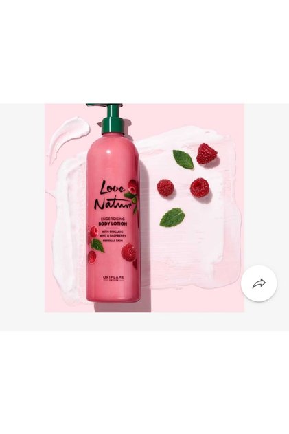 Love Nature Organic Mint and Raspberry Extract Energizing Body Lotion