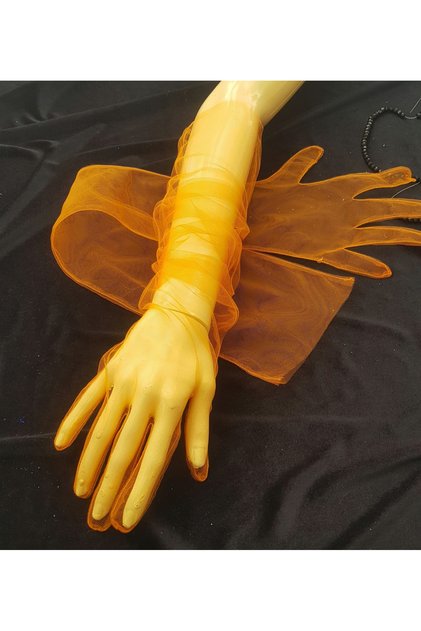 Bella Evening Dress Bridal Gloves Long Orange