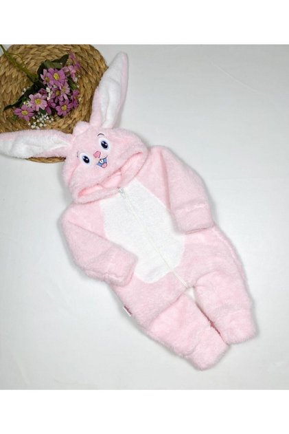 Kız Bebek Pembe Peluşlu Welsoft Tavşan Tulum