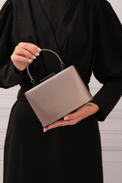 Women's Platinum Fabric Evening Dress Clutch Portfolio Bag