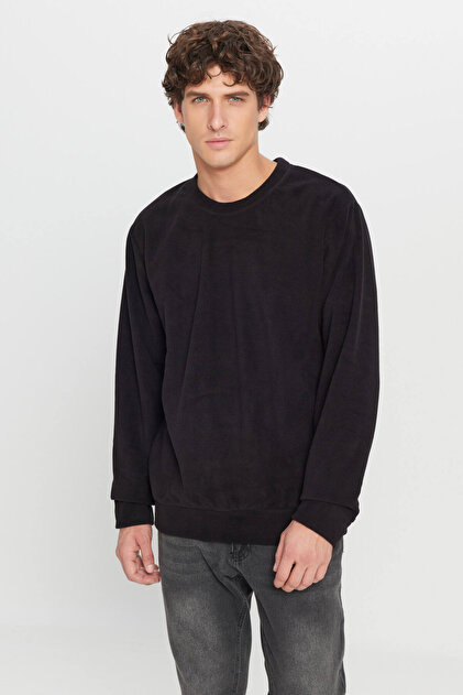AC&Co / Altınyıldız Classics Erkek Siyah Polar Sweatshirt Standart