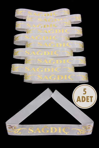 Beyaz Sağdıç Kol Kurdele, 5 Adet Kolluk Bileklik Bant, Kına Gecesi Düğün Bride Bekarlığa Veda Söz