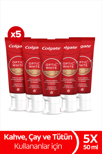 Optic White Kahve, Çay ve Tütün Kullananlar İçin Diş Macunu 50 ml x5 Adet Ağız Bakımı Ağız Hijyeni