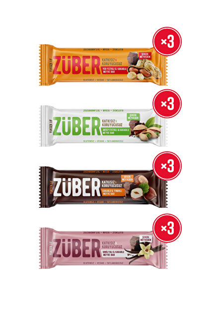 Züber Kidz Meyve Bar Tanışma Paketi 25g x 6 Adet (Çilekli, Muzlu
