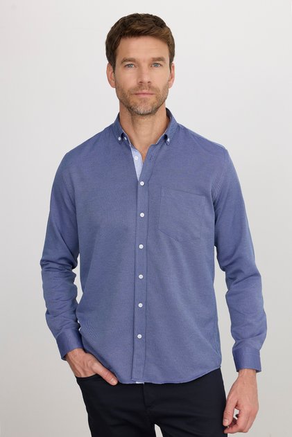 Men's Regular Fit Classic Cut Button Collar Cotton Easy Ironing Oxford Solid Shirt
