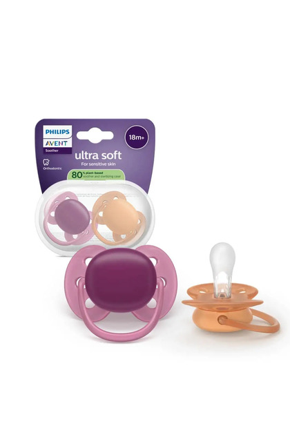Set 2 suzete Philips Avent Ultra Soft SCF093/03, cu disc flexibil ortodontice, fara BPA, 18 luni+