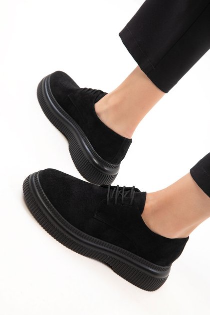 Schwarze Wildleder-Damen-Loafer-Schuhe 21144