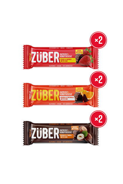Züber Meyve Bar Tadım Paketi 40g x 6 Adet (Çilekli, Portakallı