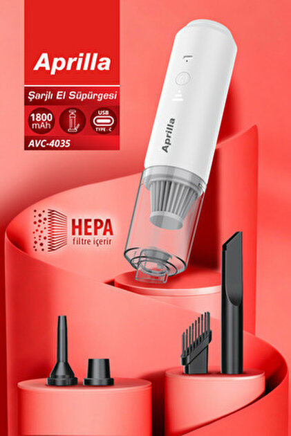 Aprilla AVC-4035 Şarjlı El Süpürgesi | 4 Başlık, Yıkanabilir HEPA