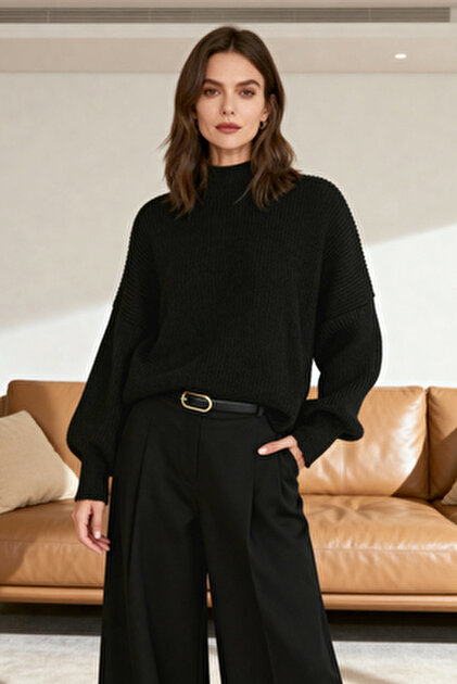 Jersey Oversize Trendyol Women Regular Fit Basic Turtleneck Knitwear Sweater Sudadera, Negro, S Para Mujer Jersey Oversize Mujer