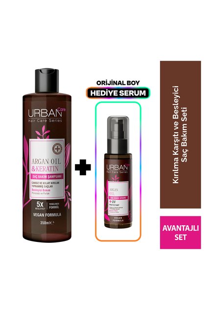 Argan Oil & Keratin Nourishing and Anti-Breakage Hair Care Shampoo-350 Ml-Serum Gift