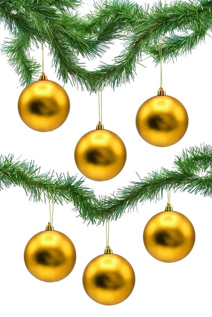 Christmas Pine Tree Ornament Gold 8 cm Matte 6-Piece Cici Ball