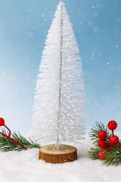 Mini Beyaz Çam Ağacı 25 cm Yılbaşı Süsü