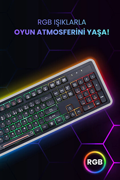 Concord C-66 Rgb LED Işıklı Kablolu Chocolate Klavye + Mouse Set