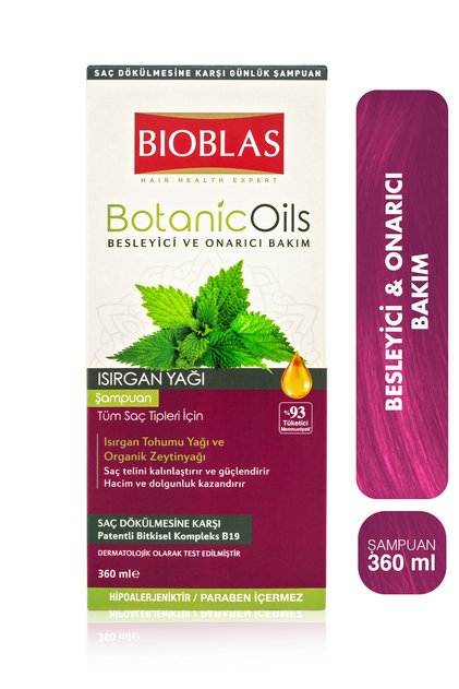 Výživný a regenerační šampon s organickým kopřivovým olejem, 360 ml x 3 kusy