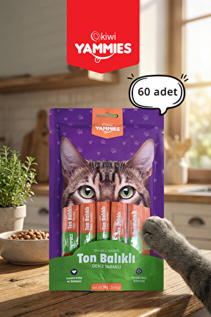 Kiwi Yammies KYCC-50351 Ton Balıklı Deniz Taraklı Sıvı Kedi Ödül
