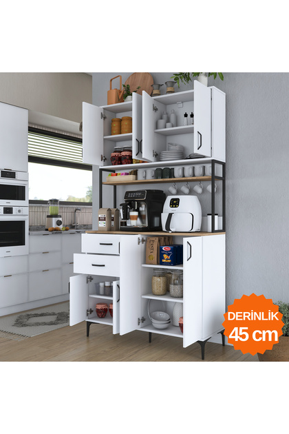 Rani Mobilya Rani JE213 Kahve Köşesi Çok Amaçlı Dolap 8 Kapaklı