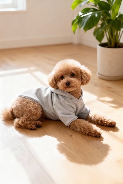 Pet Hooded Gray Melange Dog Sweatshirt TPHAW26KF00003