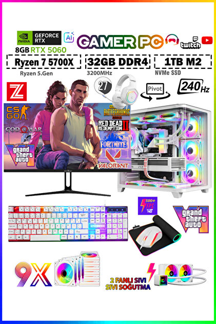 Zeiron Warrior Eagle X55 White Ryzen 7 5700X 32GB 1TB M.2 RTX5060