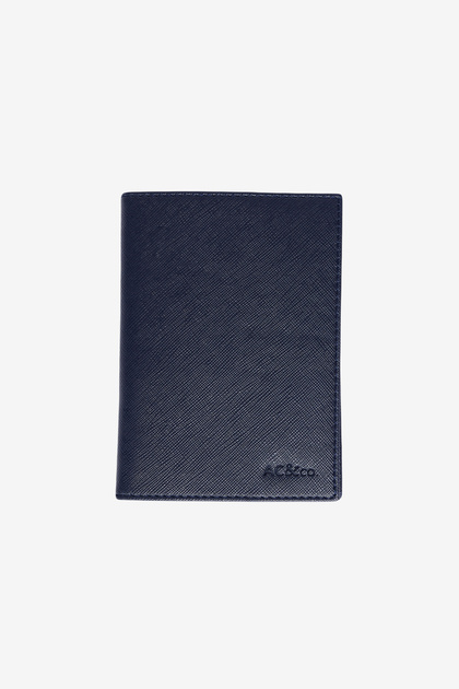 Men's Navy Blue Gift Boxed Faux Leather Handmade Passport Holder with Card Compartment