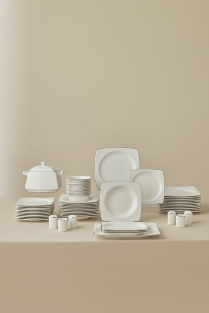 Talia Fine Cream 60 Parça 12 Kişilik Yemek Takımı Platin