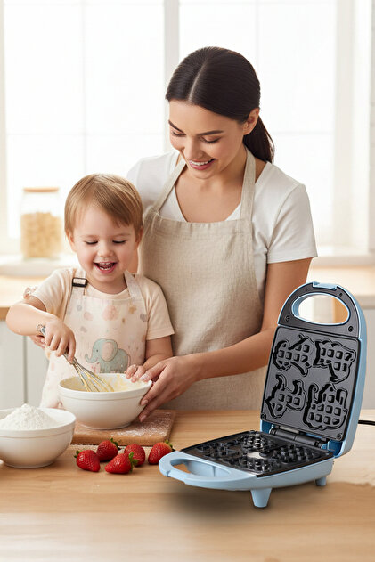 W TWC BABY CAKES JK Sサイズ Kiwi Ksm-2407K Çocuk Waffle Makinesi Kids Waffle Mavi - Fiyatı