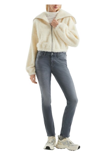 Flauschige Sweatshirt-Jacke mit großem Umlegekragen