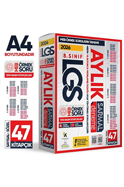 Karakutu Yayınları 2026 8.Sınıf LGS MEB Örnek Soru Aylık SARMAL 47