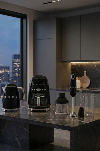 Siyah Kettle-filtre Kahve Makinesi Ve El Blender Seti