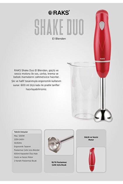 BLOODYWOOD RAKSHAK & NU DELHI セット Raks Shake Duo 1200Watt Paslanmaz Çelik Bıçaklı 600 ML.Ölçme Kabı