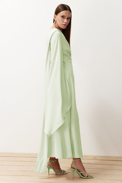 Trendyol Modest Light Green Shawl Detailed Evening Dress TCTSS24DB00036- Trendyol Trendyol Modest Light Green Shawl Detailed Evening Dress TCTSS24DB00036- Trendyol