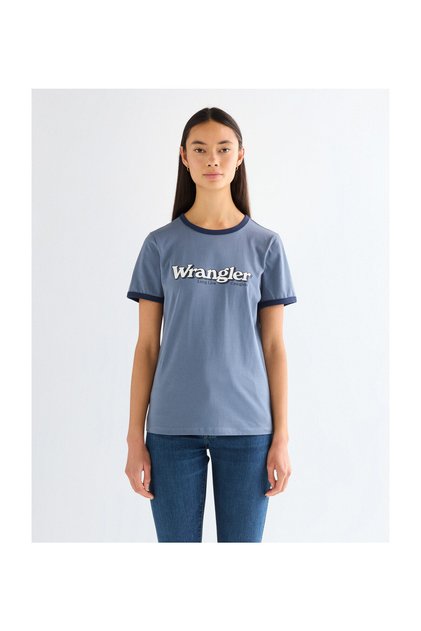 Damen RINGER T-Shirt DUSTY BLUE