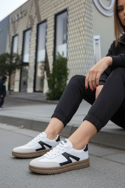 White-Black Women's Sneaker 21249