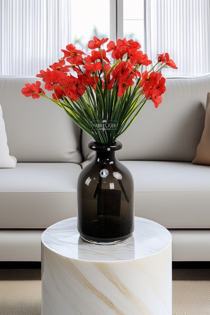 Yapay Çiçek 18'li Sienna Çiçeği Demeti 30 cm Kırmızı