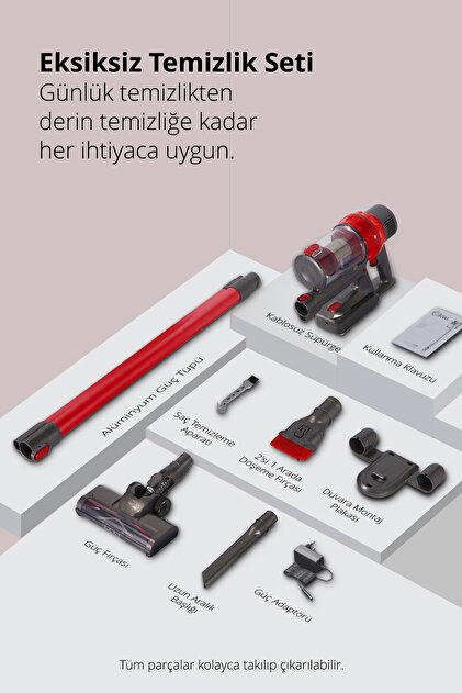 Kiwi Kvc-4040BL Kablosuz Dikey Süpürge Kırmızı - Fiyatı, Yorumları