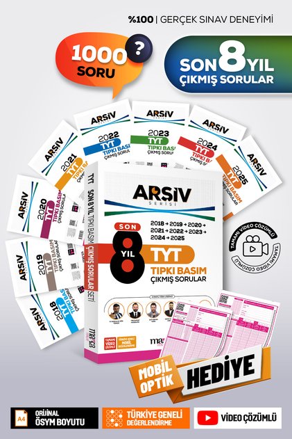 TYT Son 8 Yıl Tıpkı Basım Çıkmış Sorular | Ösym Boyut | Tamamı Video Çözümlü | Arşiv Serisi