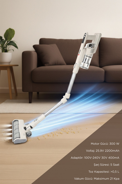 Torima Kablosuz Katlanabilir Hafif UV Işıklı Dikey Şarjlı Süpürge
